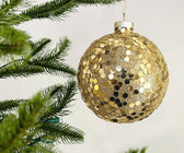 Gold Sequin Ball Ornament - Set of 4 - ironyhome