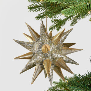 Gold & Silver Spiked 3D Orb Ornament - Set of 4