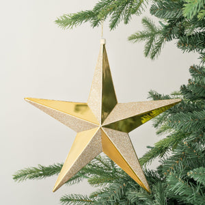 Gold Star Ornament with Glitter - Set of 4