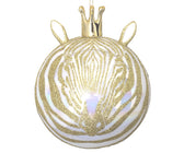 Gold & White Hand Blown Zebra Ornament - Set of 6 - ironyhome