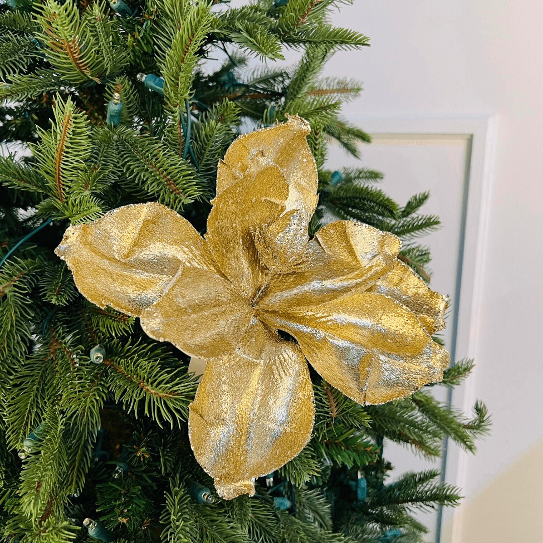 Golden Flower Christmas Tree Pick