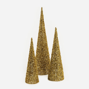 Golden Glitter Cone Tree Table Top