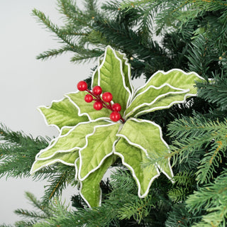 Green Festive Flower Pick with Red Berry Center - ironyhome