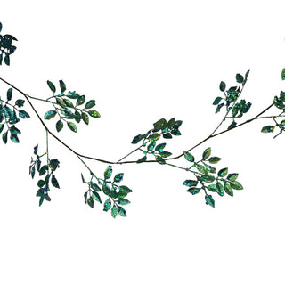 Green Leaves Garland with Glitter and Sequins - Set of 4 - ironyhome