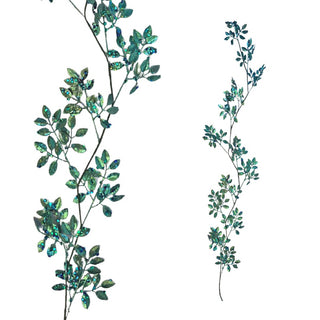 Green Leaves Garland with Glitter and Sequins - Set of 4 - ironyhome