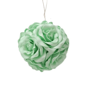 Green Rose Flower Ornament - Set of 4