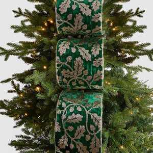 Green Velvet & Gold Christmas Ribbon