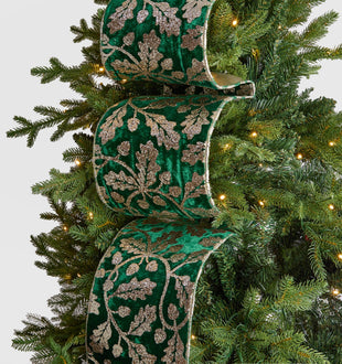Green Velvet & Gold Christmas Ribbon - ironyhome