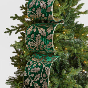 Green Velvet & Gold Christmas Ribbon