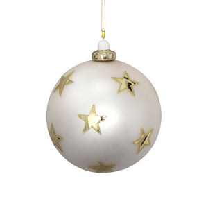 Hand-Blown Glass Ball Ornament with Gold Stars - Set of 6 - ironyhome
