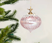 Hand-Blown Pink Glass Onion Ornament - Set of 6 - ironyhome
