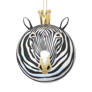 Hand Blown Zebra Ornament - Black, White, and Gold - Set of 6 - ironyhome