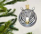 Hand Blown Zebra Ornament - Black, White, and Gold - Set of 6 - ironyhome