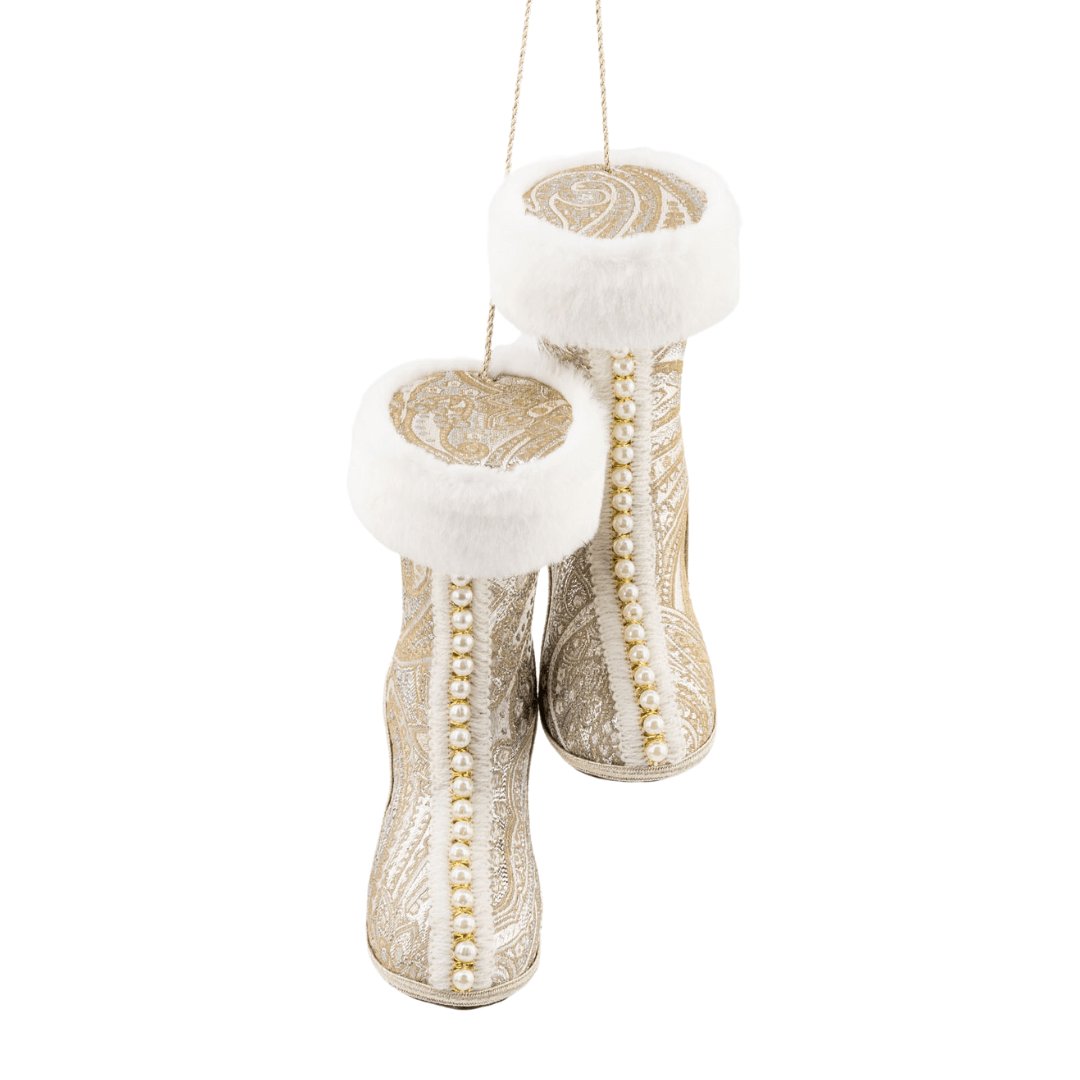 Hanging Champagne High-Heel Boots Ornament - Set of 4