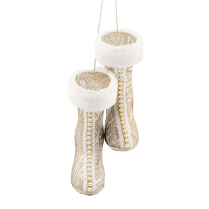 Hanging Champagne High-Heel Boots Ornament - Set of 4 - ironyhome