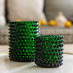 Green Hand-blown Candle Holder