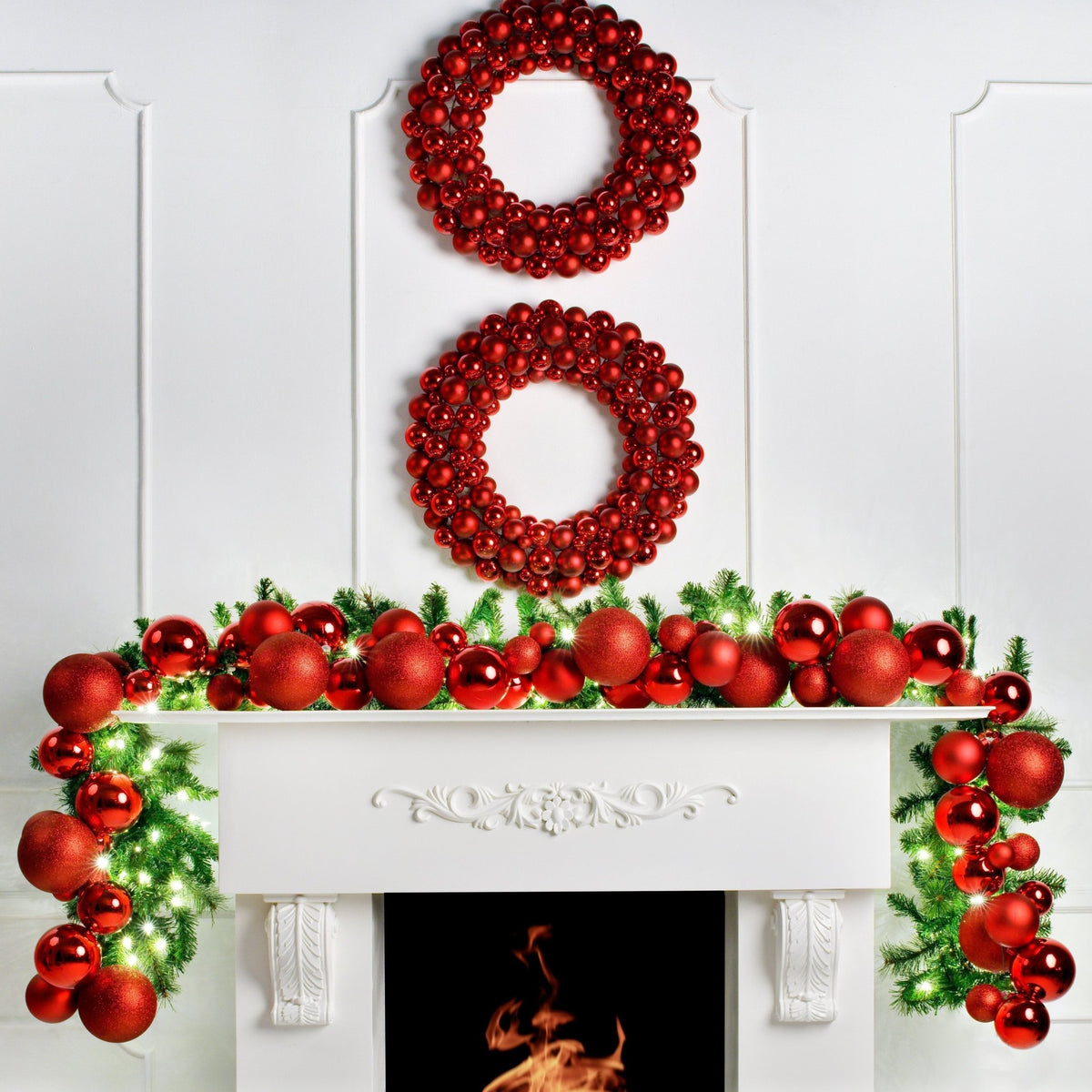 Red 9 Ft Holiday Bauble Garland