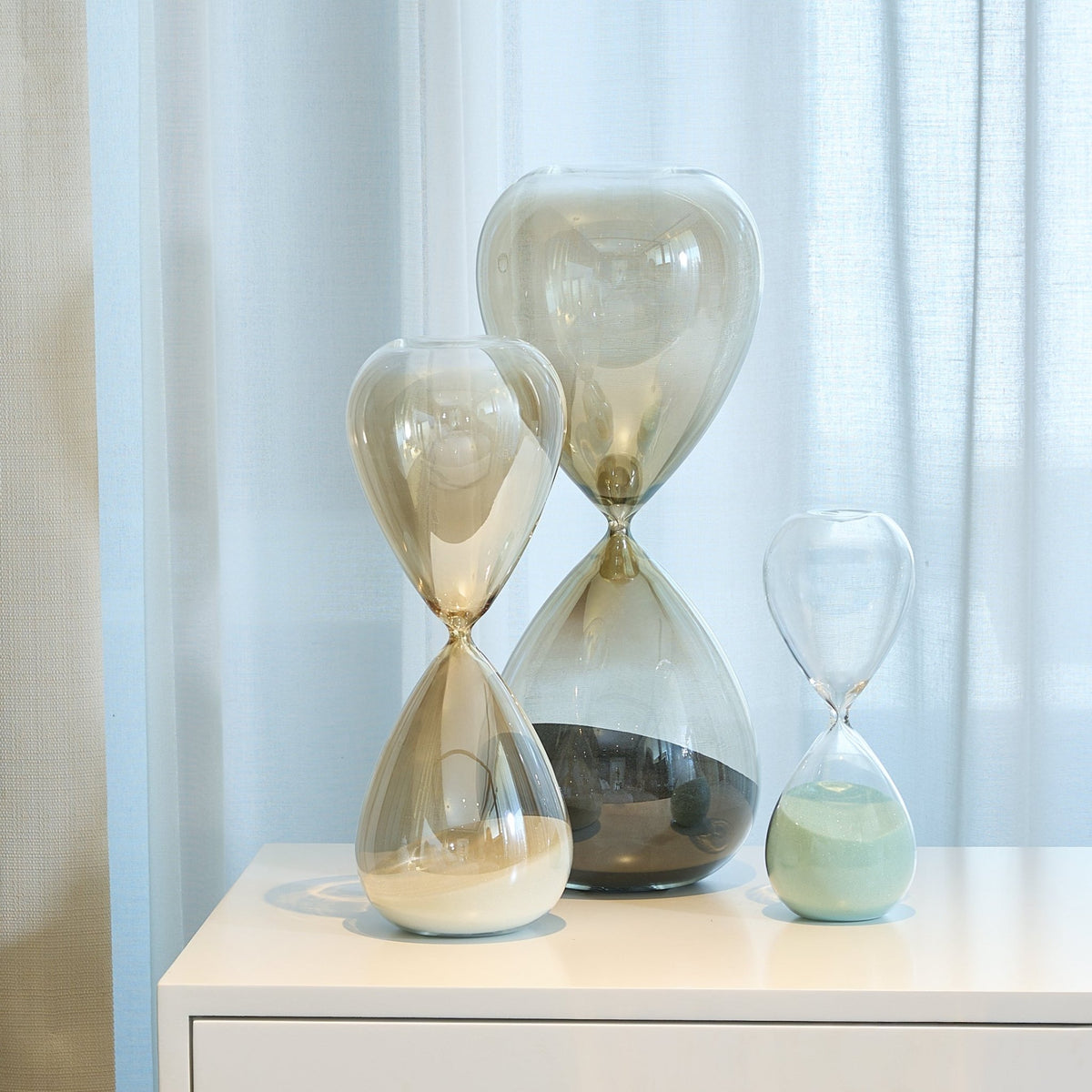 Hourglass with Grey Finish & Black Sand