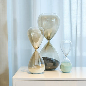 Hourglass with Grey Finish & Black Sand - ironyhome