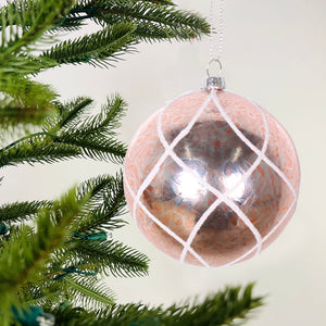 Ice Crackle Pink Ball Ornament - Set of 6 - ironyhome