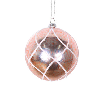 Ice Crackle Pink Ball Ornament - Set of 6 - ironyhome