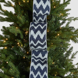 Ikat Print Denim Blue & White Festive Ribbon