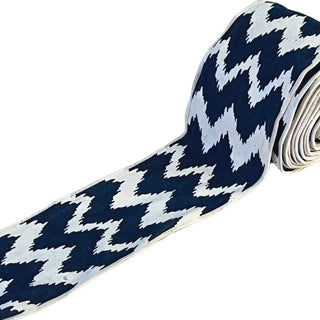 Ikat Print Denim Blue & White Festive Ribbon - irony home