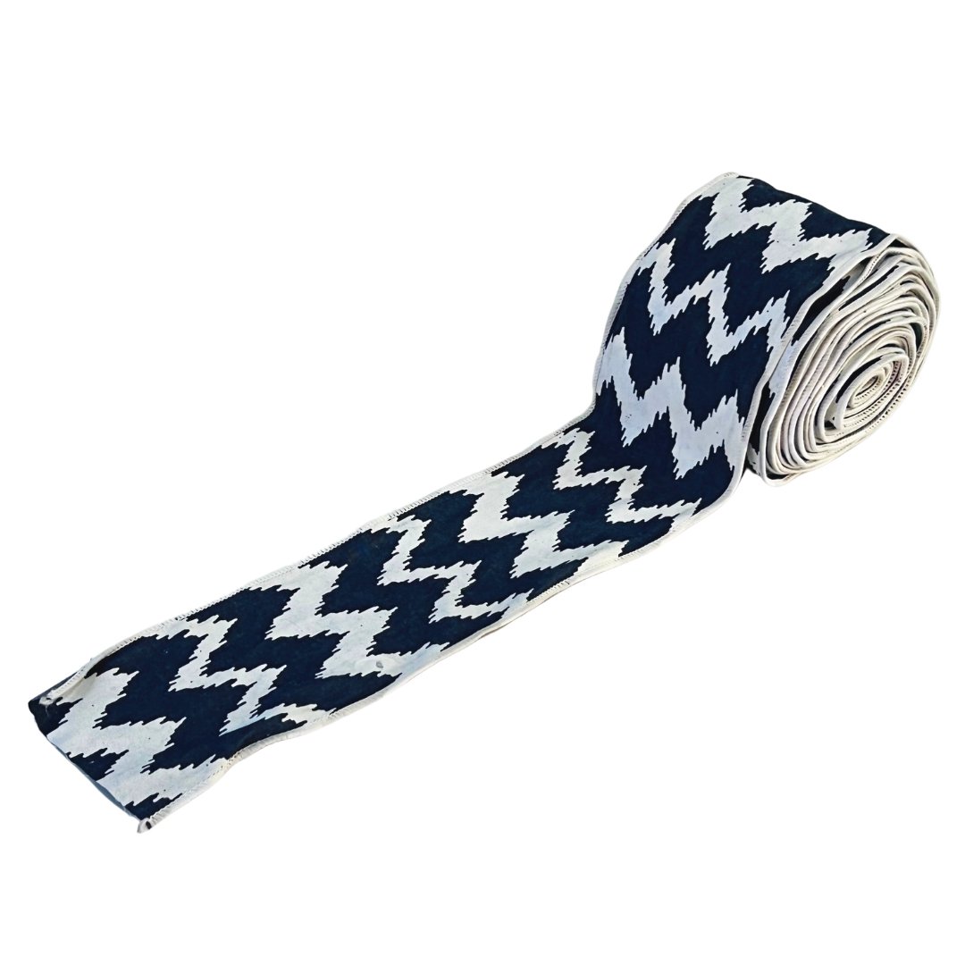 Ikat Print Denim Blue & White Festive Ribbon