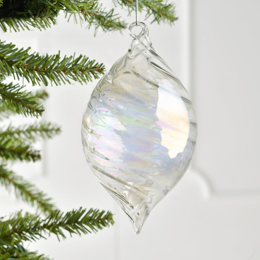 Iridescent Glass Finial Ornament - Set of 6 - ironyhome