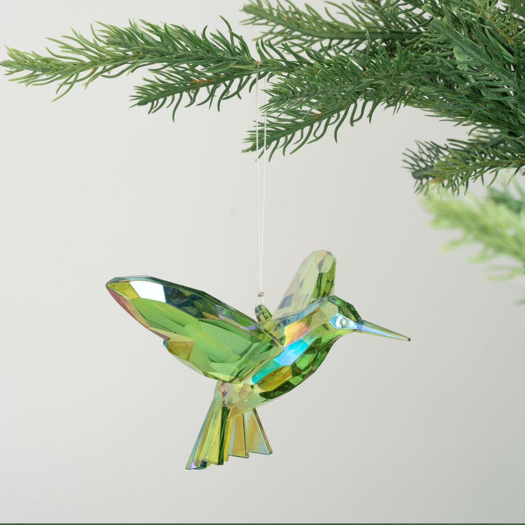 Iridescent Jade Hummingbird Ornament - ironyhome