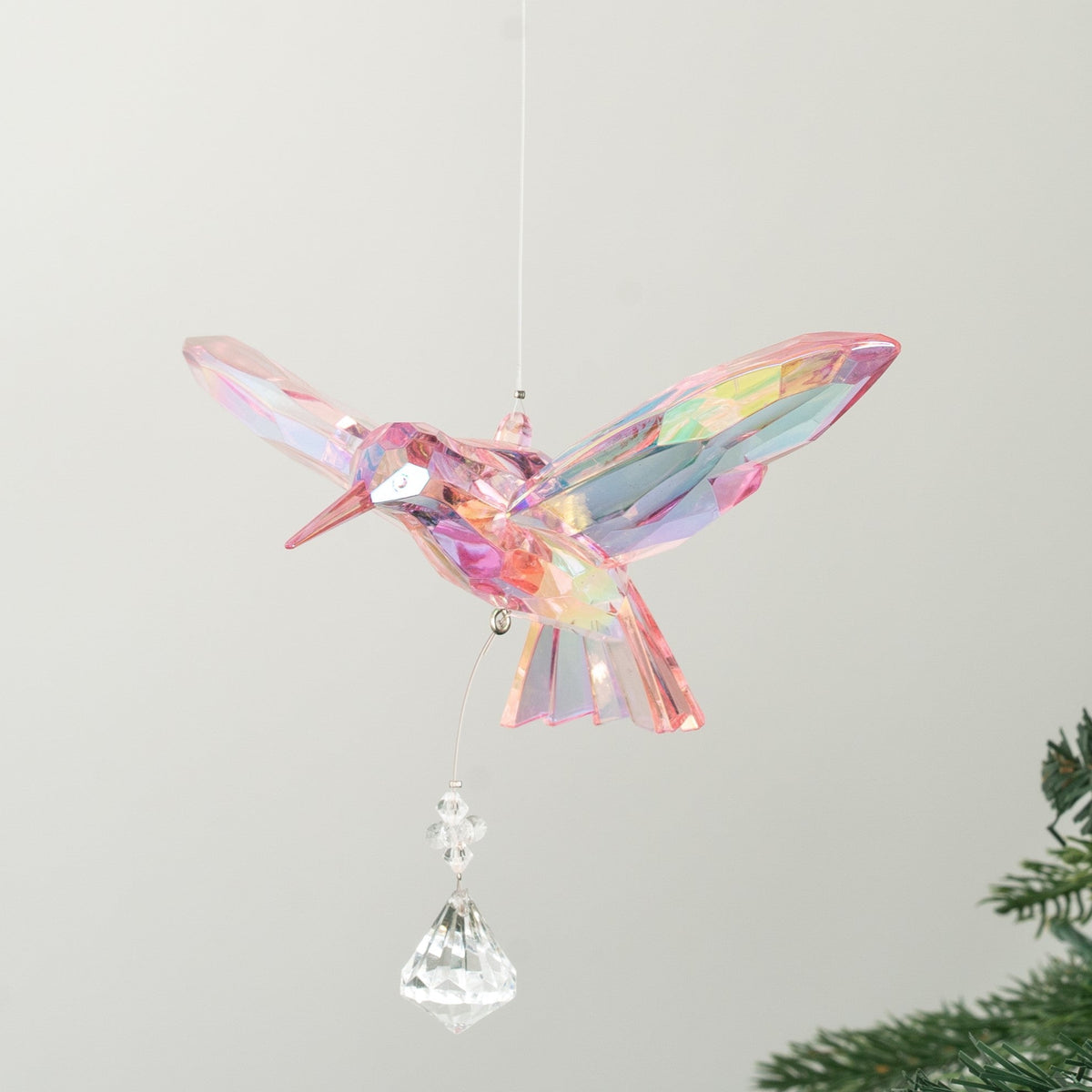 Iridescent Pink Hummingbird Ornament - Set of 6