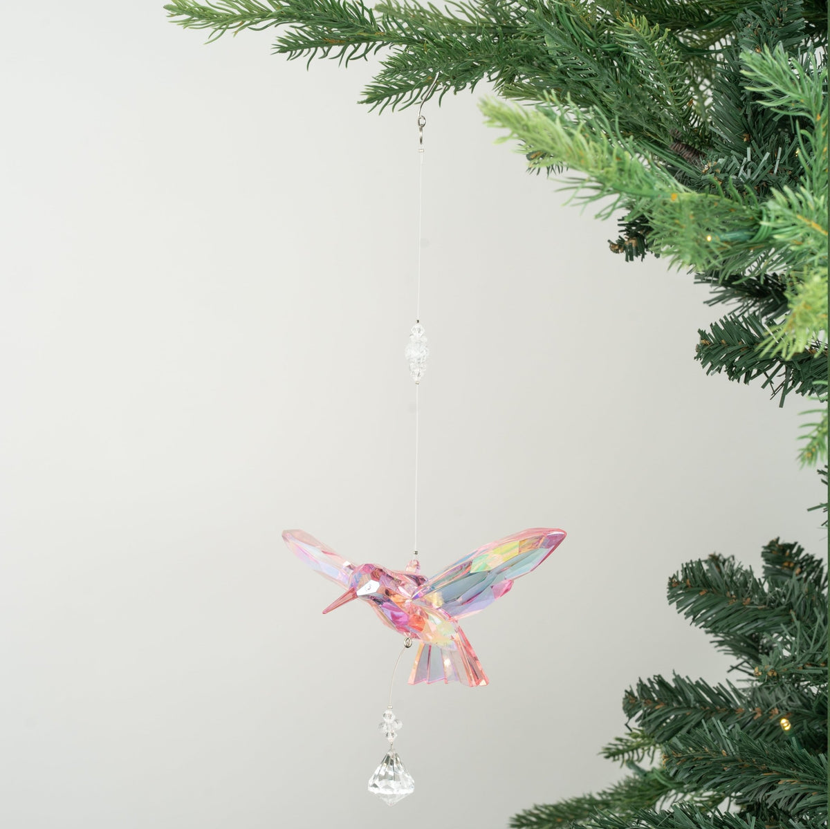 Iridescent Pink Hummingbird Ornament - Set of 6