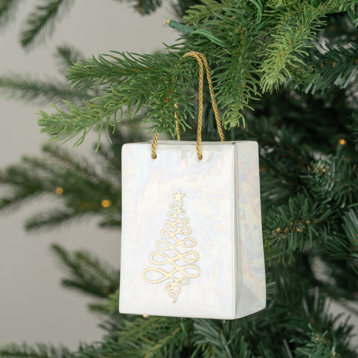 Iridescent Porcelain Wine Bag Ornament - Set of 6