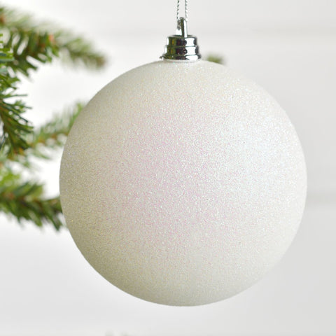 Iridescent White Christmas Ball Ornament - Set of 6 - ironyhome
