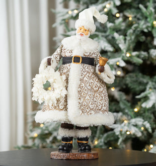 Ivory & Gold Standing Santa Table Top - ironyhome