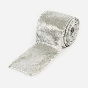Khadi Plain Metallic Silver Ribbon - ironyhome