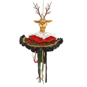 Lady Deer with Ruffled Skirt Ornament - Set of 4 - ironyhome