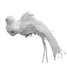 Large Pristine White Glitter Bird Ornament Clip-On - Set of 4 - ironyhome