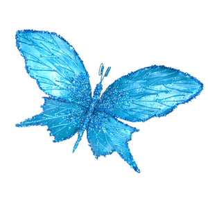 Large Sapphire Blue Butterfly Ornament Clip-On - Set of 4 - ironyhome