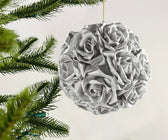 Large Silver Glitter Rose Flower Ornament - Set of 4 - ironyhome