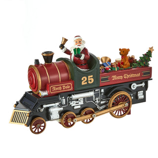 LED & Music Santa with Gift-Loaded Train Table Top - ironyhome