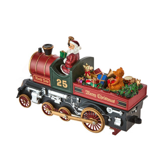 LED & Music Santa with Gift-Loaded Train Table Top - ironyhome