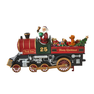 LED & Music Santa with Gift-Loaded Train Table Top - ironyhome