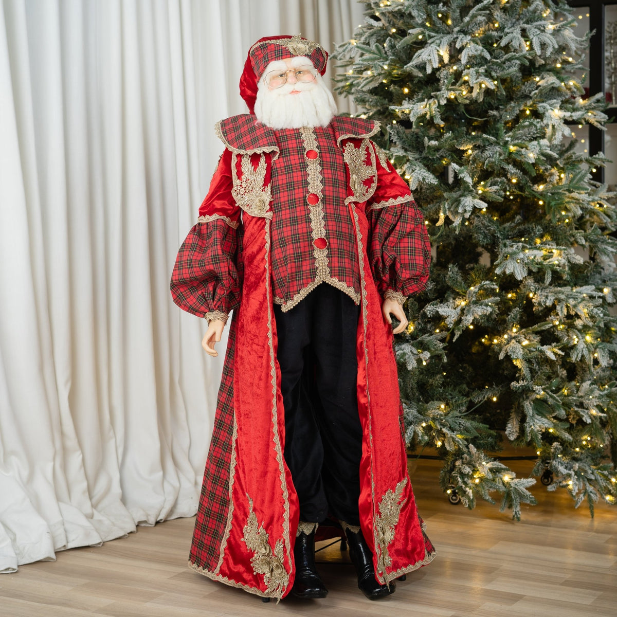 Life-Sized Traditional Red & Gold Standing Santa