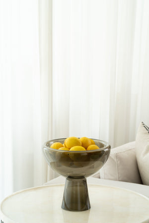 Light Smoke Hand-Blown Glass Deep Bowl