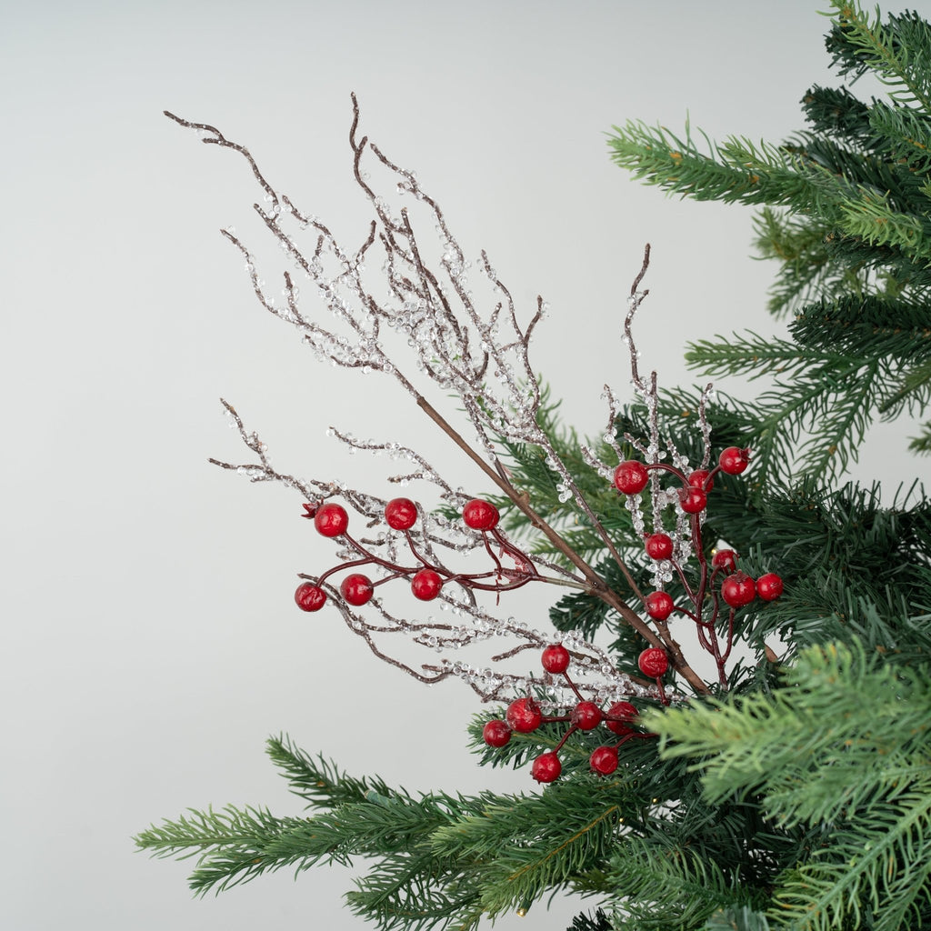 Tree Pick Long Snow branch tree pick with winterberries - Irony Home