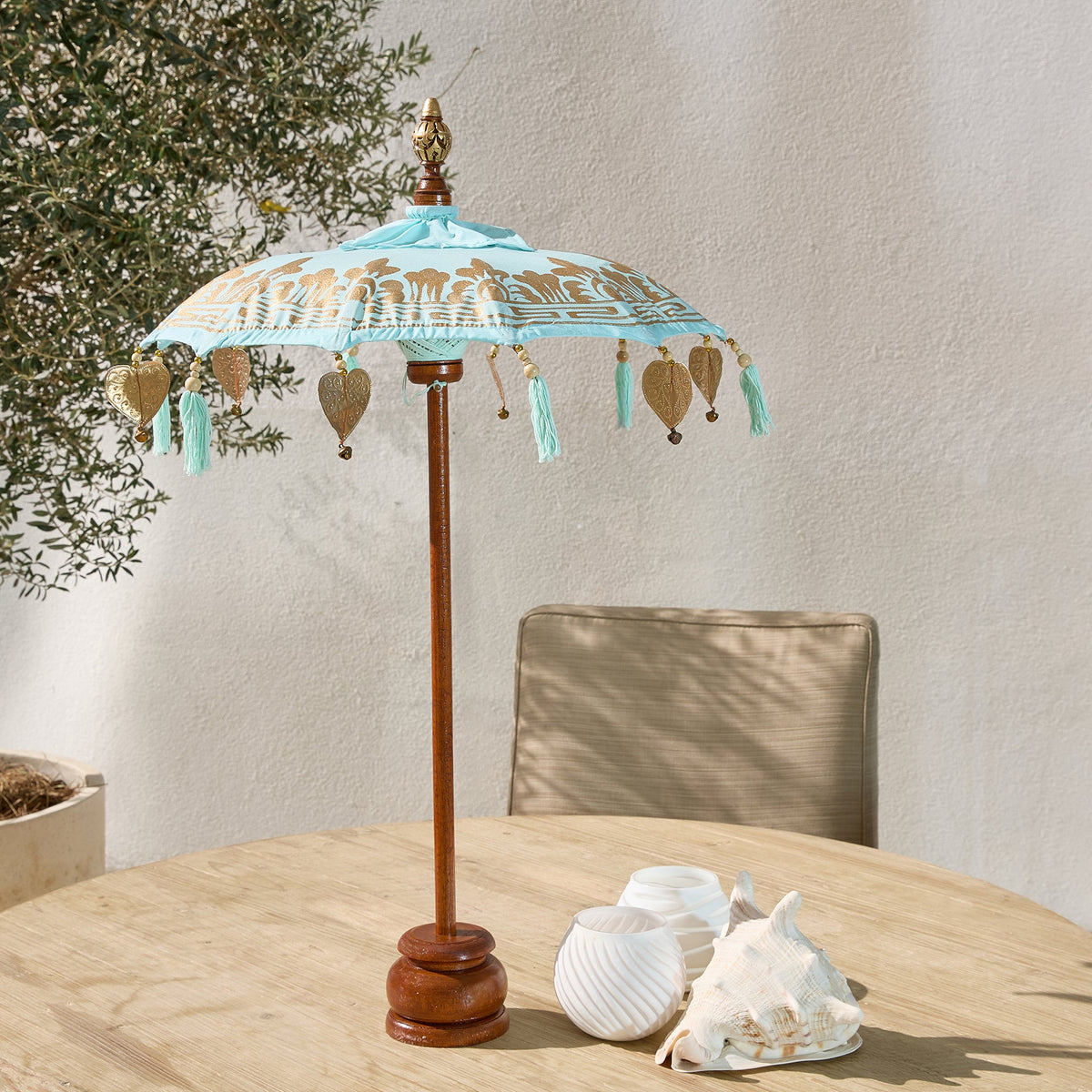 Lumiere Blue Balinese Large Table Parasol