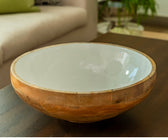 Mango Wood & Enamel Large Bowl - ironyhome