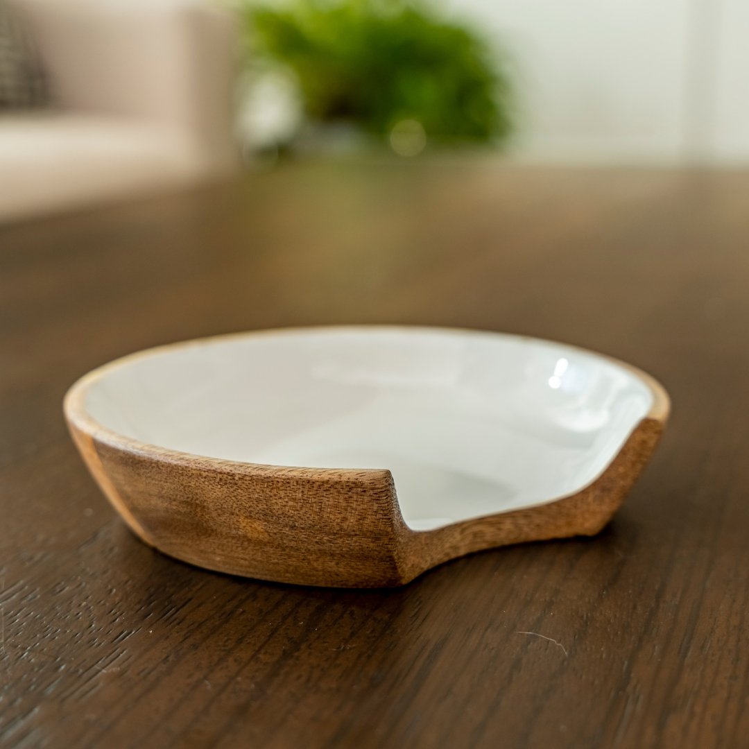 Mango Wood & Enamel Spoon Rest