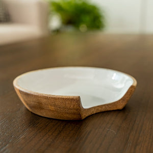 Mango Wood & Enamel Spoon Rest